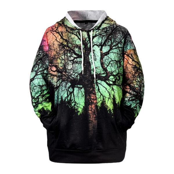 Trees Print Drawstring Hoodie