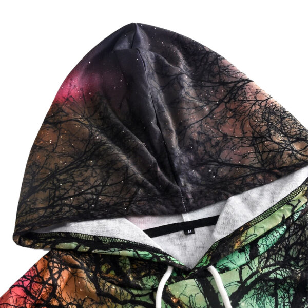 Trees Print Drawstring Hoodie