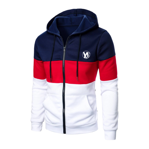 Zip Up Colorblock Drawstring Hoodie