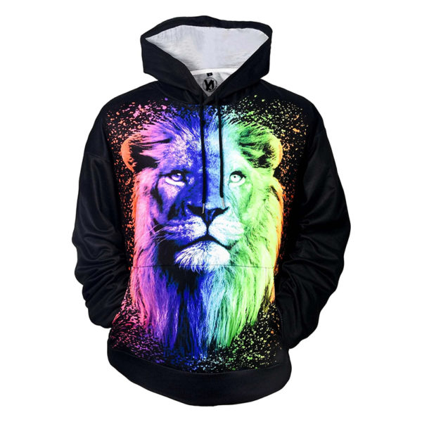 lion Print Drawstring Hoodie